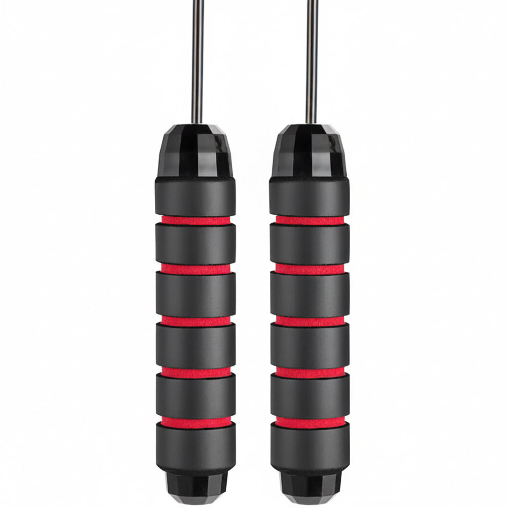 Black and red握住跳绳 with measurement label on a white background
