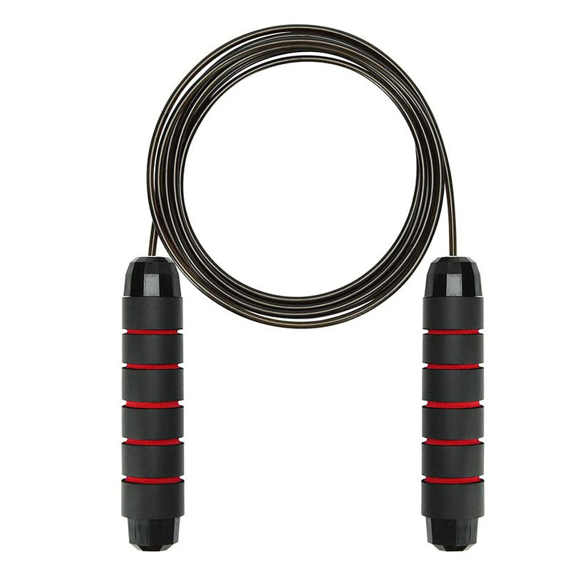 Black and red jump rope on a white background